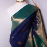 Royal Blue & Peacock Green Kanchi Saree